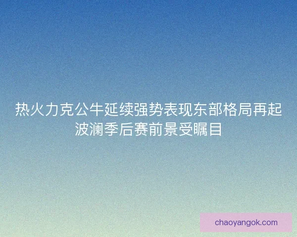 热火力克公牛延续强势表现东部格局再起波澜季后赛前景受瞩目